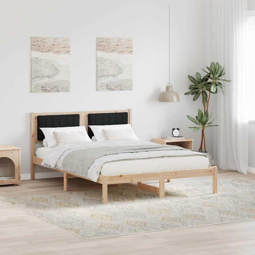 Z litego drewna sosnowego nowoczesny tapicerowany czarny 120 x 190 cm