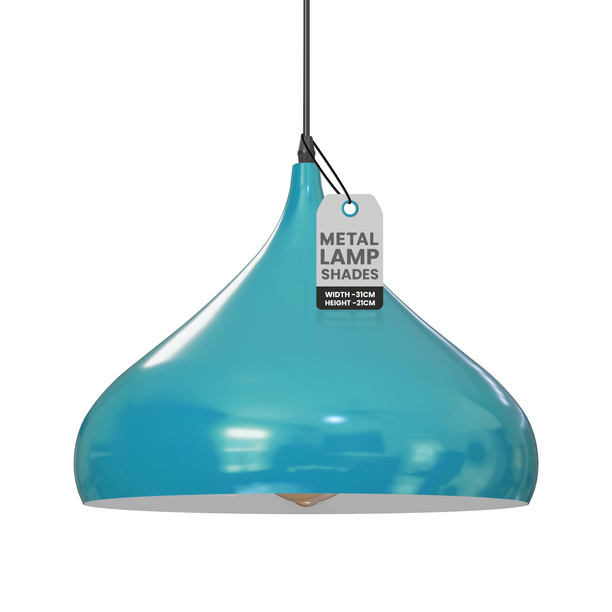 Ledsone Blue Metal Lamp Shade Easy Fit Light Pendant 31.5Cm Modern Ceiling Lighting Shade For Bedroom Hallway, Office, Café Restaurant