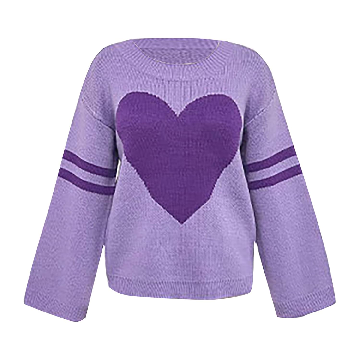 Heart Sweater for Women Valentines Long Sleeve Crewneck Knitted Sweaters Cute Pullover Sweatshirt Holiday Outfit Tops