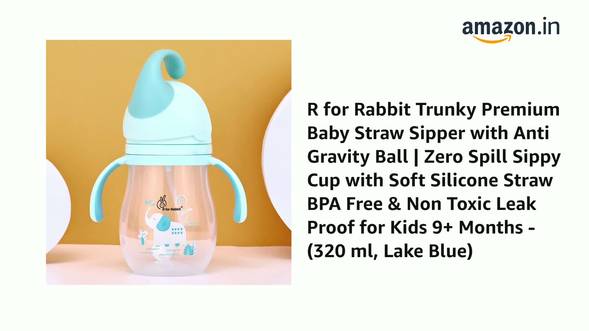 Watch R for Rabbit Trunky Premium Baby Straw Sipper with Anti Gravity ...