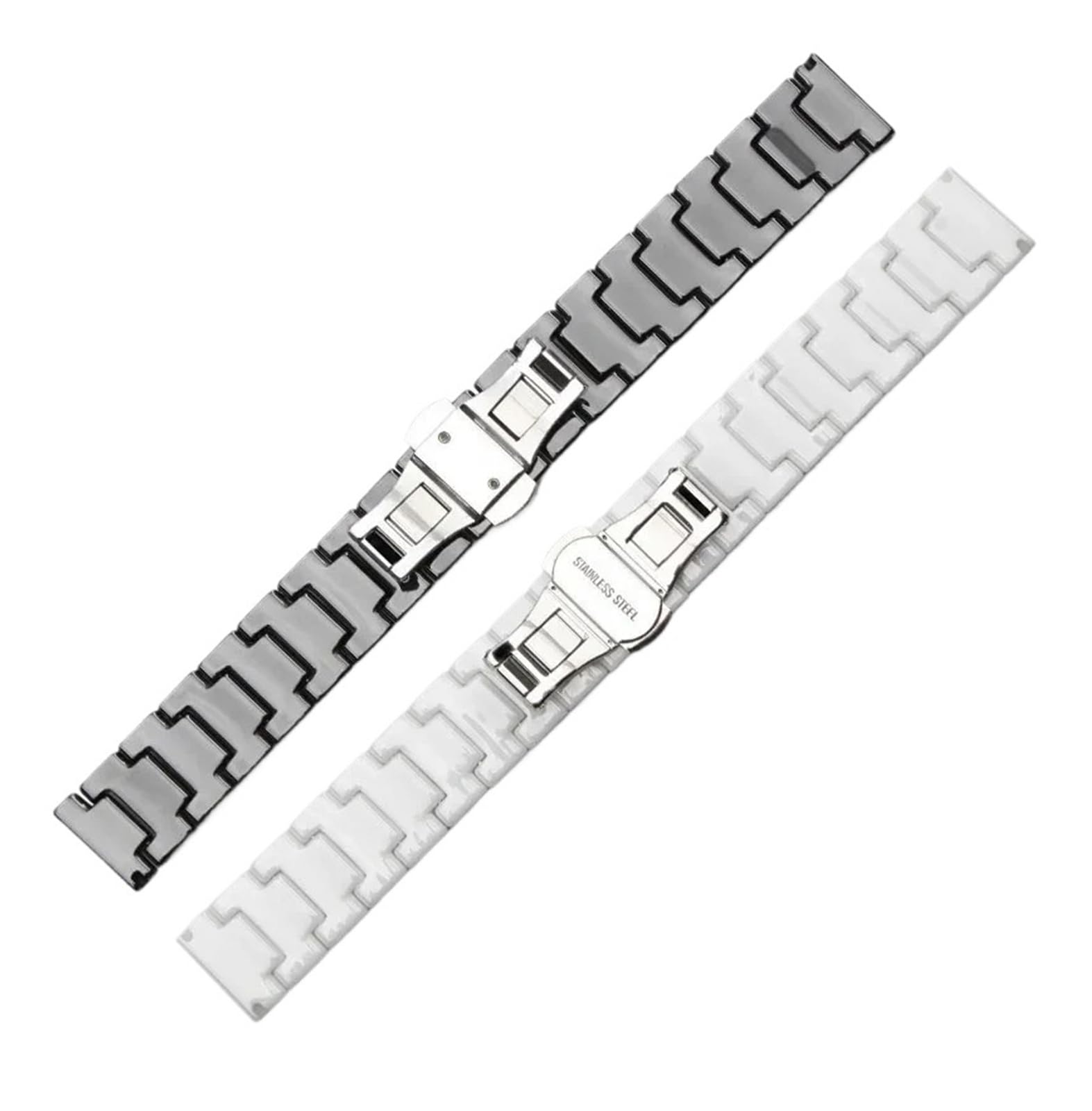 Générique NASUNJIA Bracelet De Montre En Céramique 14 Mm, 16 Mm, 18 Mm, 20 Mm, 22 Mm, For Femmes Et Hommes, Boucle Papillon, Bracelet De Rechange(WHITE,18mm)