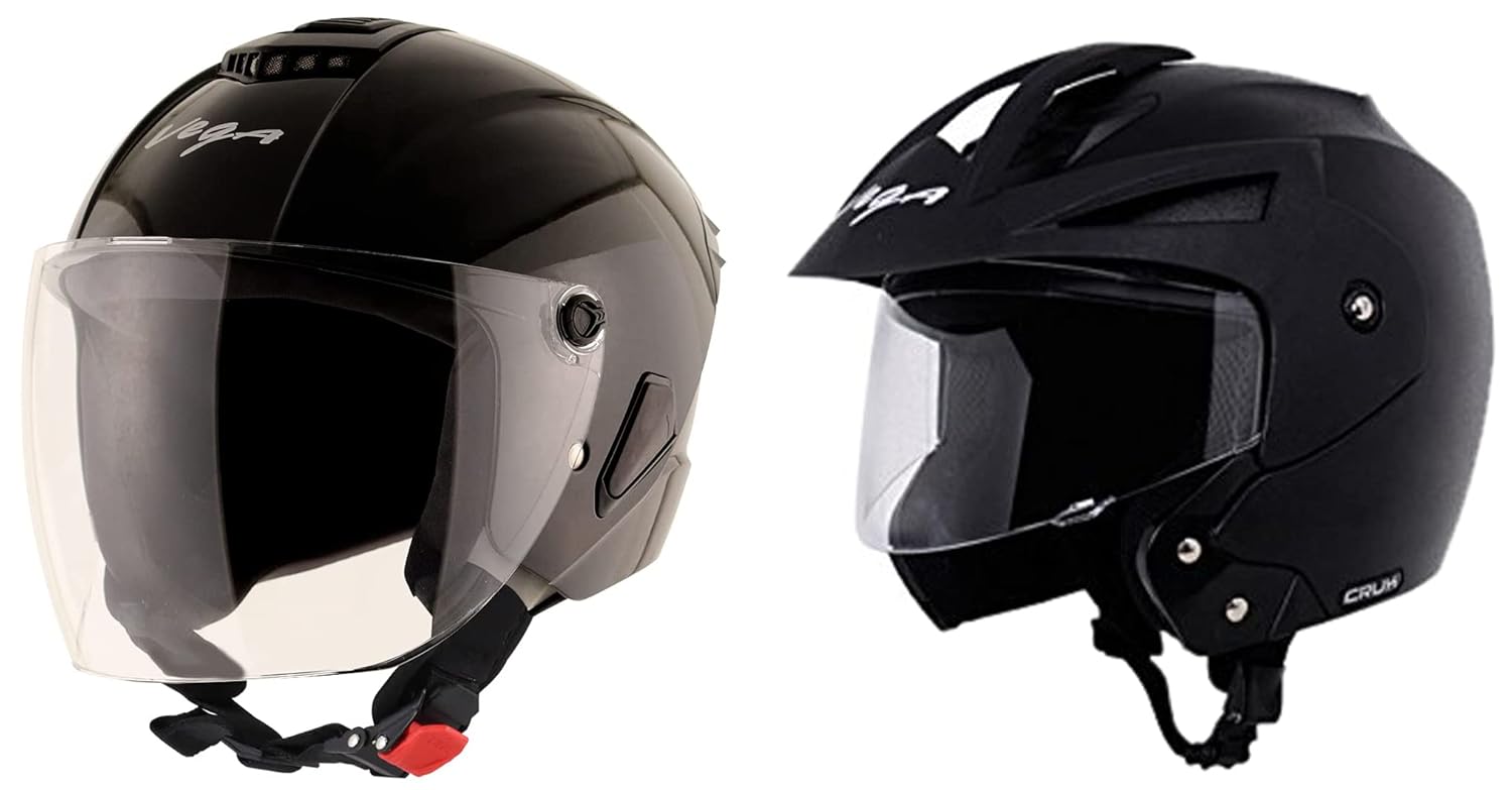 Vega Aster Dx Black HelmetL & Crux Open Face Black HelmetL Amazon