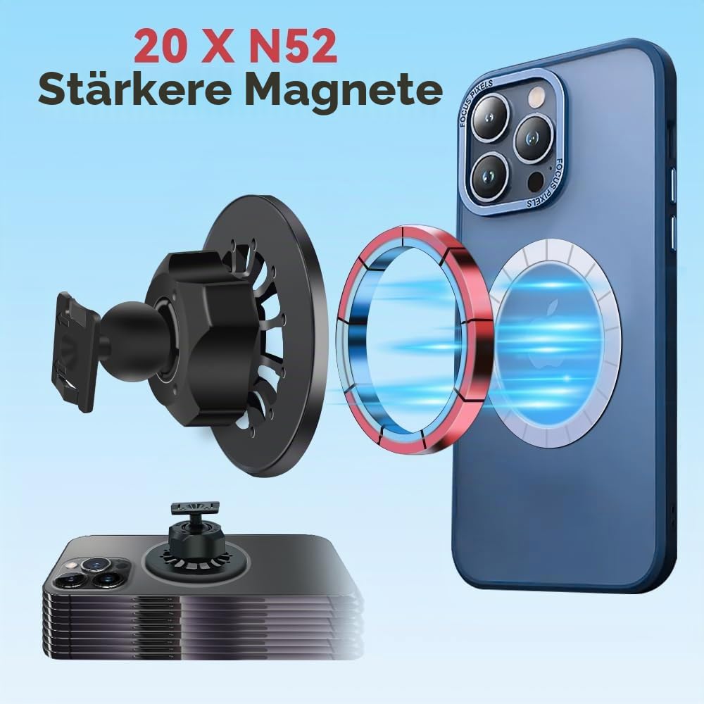 BEERTE Passend für Magsafe Kfz-Halterung für Mercedes Benz E-Klasse 2016–2022, CLS-Klasse 2018–2022 [20 Starke Magnete] Magnetische Handyhalterung für iPhone 15, 14, 13, 12,