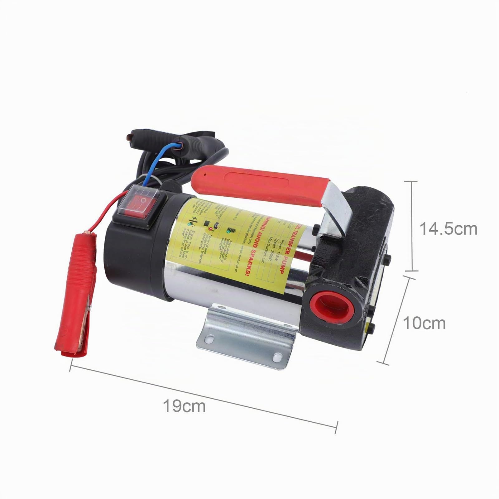 Trintion 12V 175W Dieselpumpe Dieselförderung Elektrische Ölpumpe 45L min 3600 l/h Mit Kraftstoffdüse flexiblem Messing Rückschlagventil Schellen