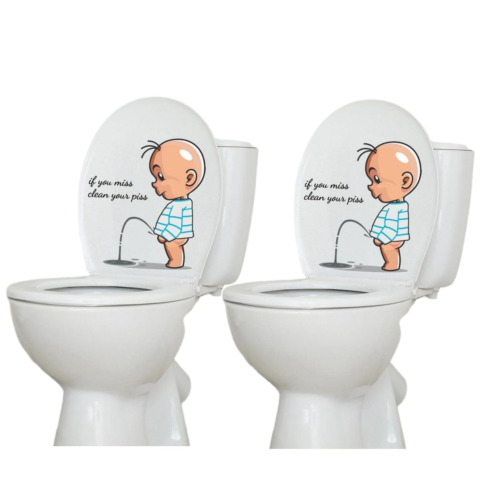 2Pcs If You Miss,Clean Your Piss Toilet Sticker, Funny Seat Sticker Bathroom Wall Decal, Waterproof Vinyl Wall Art Sign Decor Toilets Lid and Tank Covers DIY Removable Waterproof Toilet Lid Decals