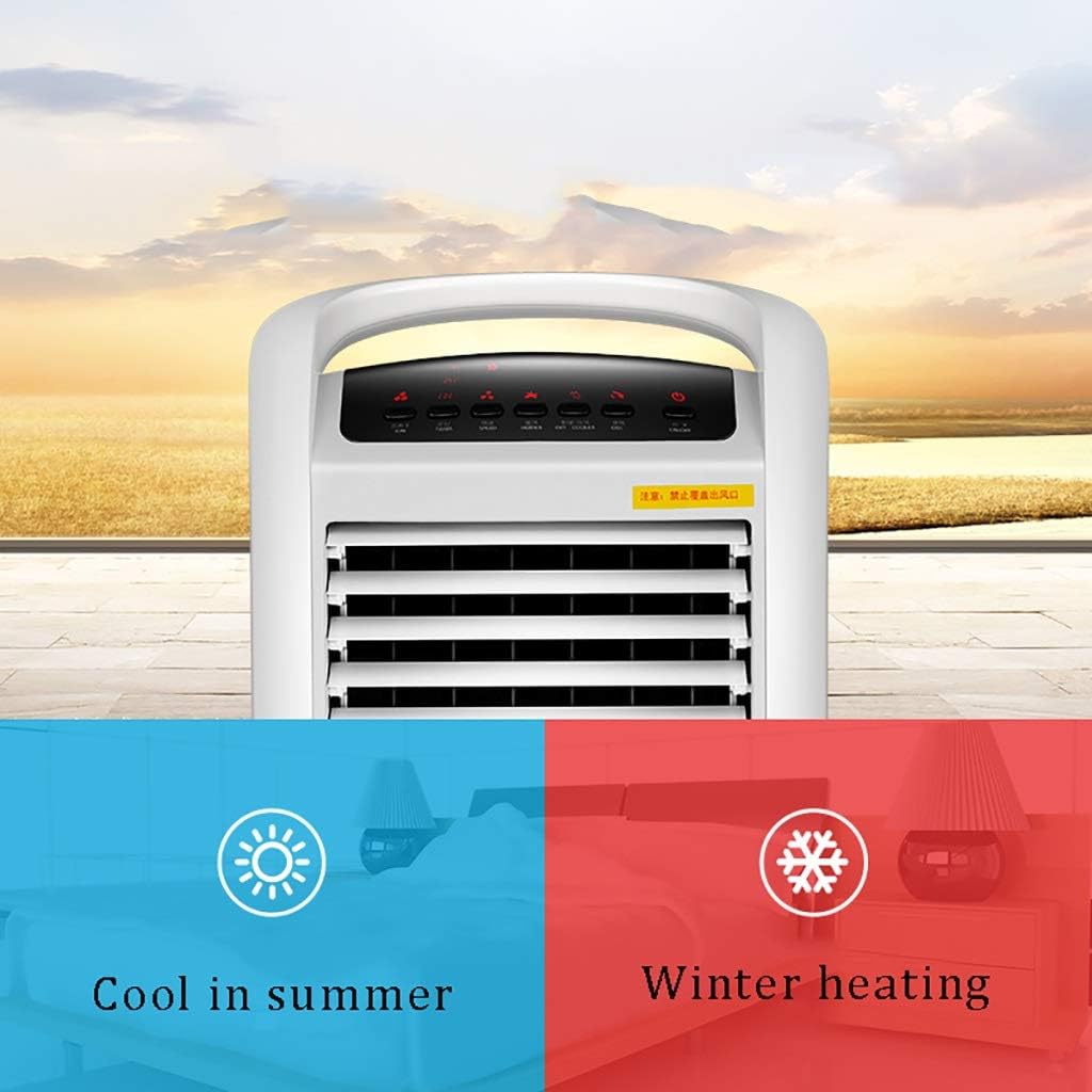 Moving The Air Cooler Cold Warm Dual Use Air Conditioner 4 in 1 Low Noise Large Water Tank No Water Pipe Modern Home Refrigeration Fan White
