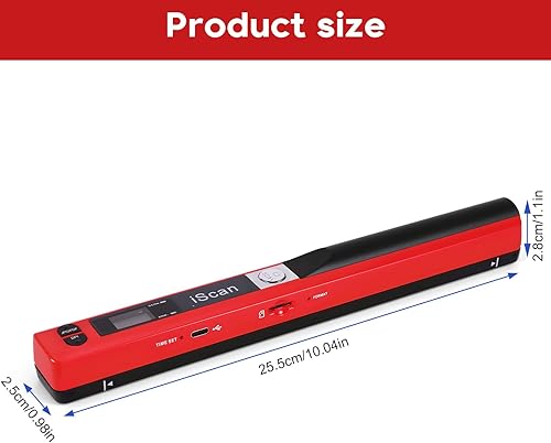 Vista 14 de Escáner de documentos portátil, escáner de imagen portátil AOZBZ 900DPI, varita de escaneo, escáner móvil de fotos a color A4 escaneo práctico Negro