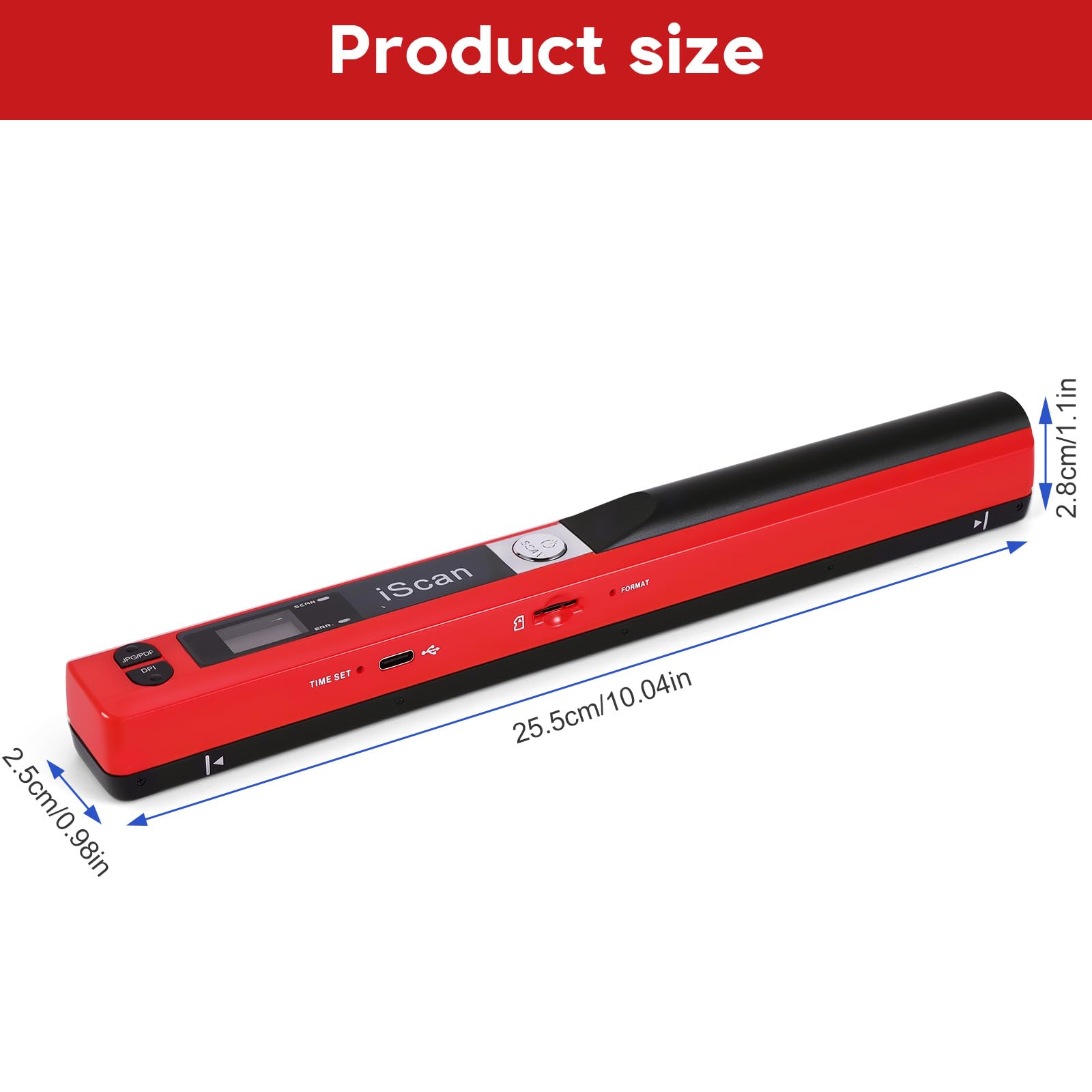 Scanner Per Documenti Portatile, 900 Dpi, Scanner di Immagini USB A4 a Colori, Scanner Portatile Per Foto, Scansione Pratica (Micro Bisogno di Schede SD/TF) (Rosso)