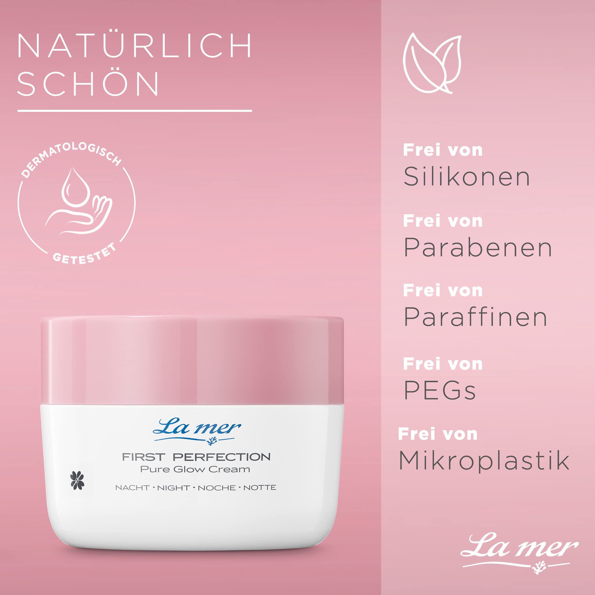 La mer First Perfection Pure Glow Cream Nacht - Regenerierende Nachtcreme - Anti Aging Wirkung - Feuchtigkeitsspendend und beruhigend - Für ein jugendliches Hautbild - 50 ml