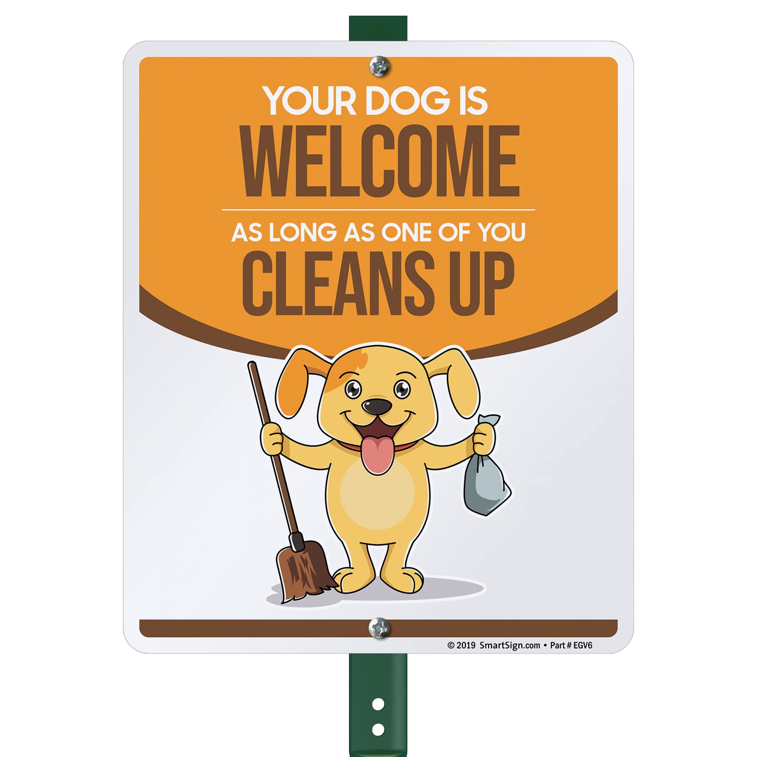 Dog Waste Warning Sign - 14x10 Inch Metal "Leash And Clean Up" Aluminum Sign For Property