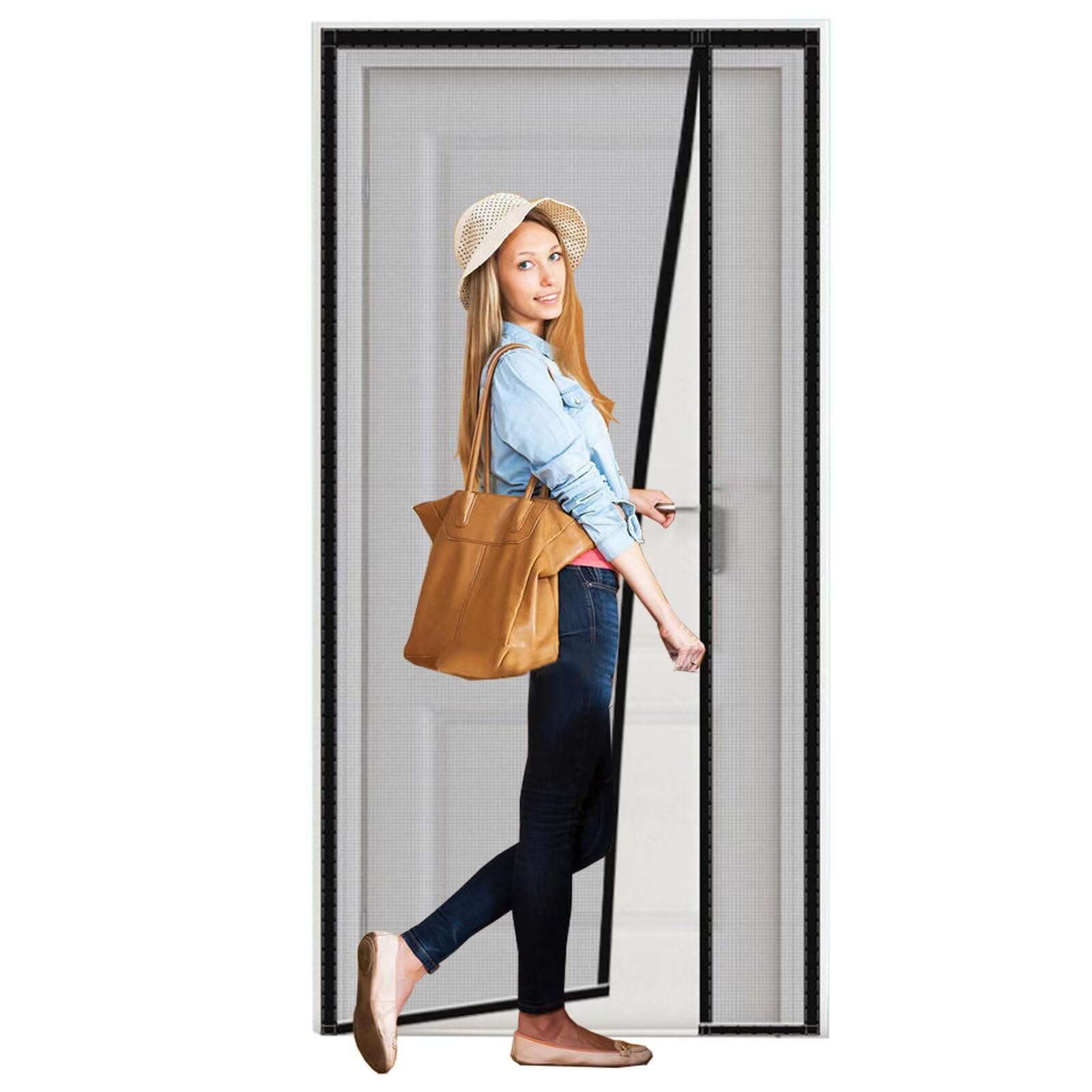 Moustiquaire magnétique 90x200cm noire rideau de porte anti mouches