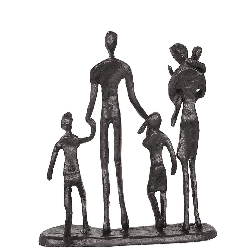 Aoneky Estatua Familiar de Metal - Figura Decorativa de Madre Padre Hijo Hija, Escultura Moderna Abstracta, Decoración del Hogar Casa Oficina, Figura Decorativa de Familia de 5, Negro