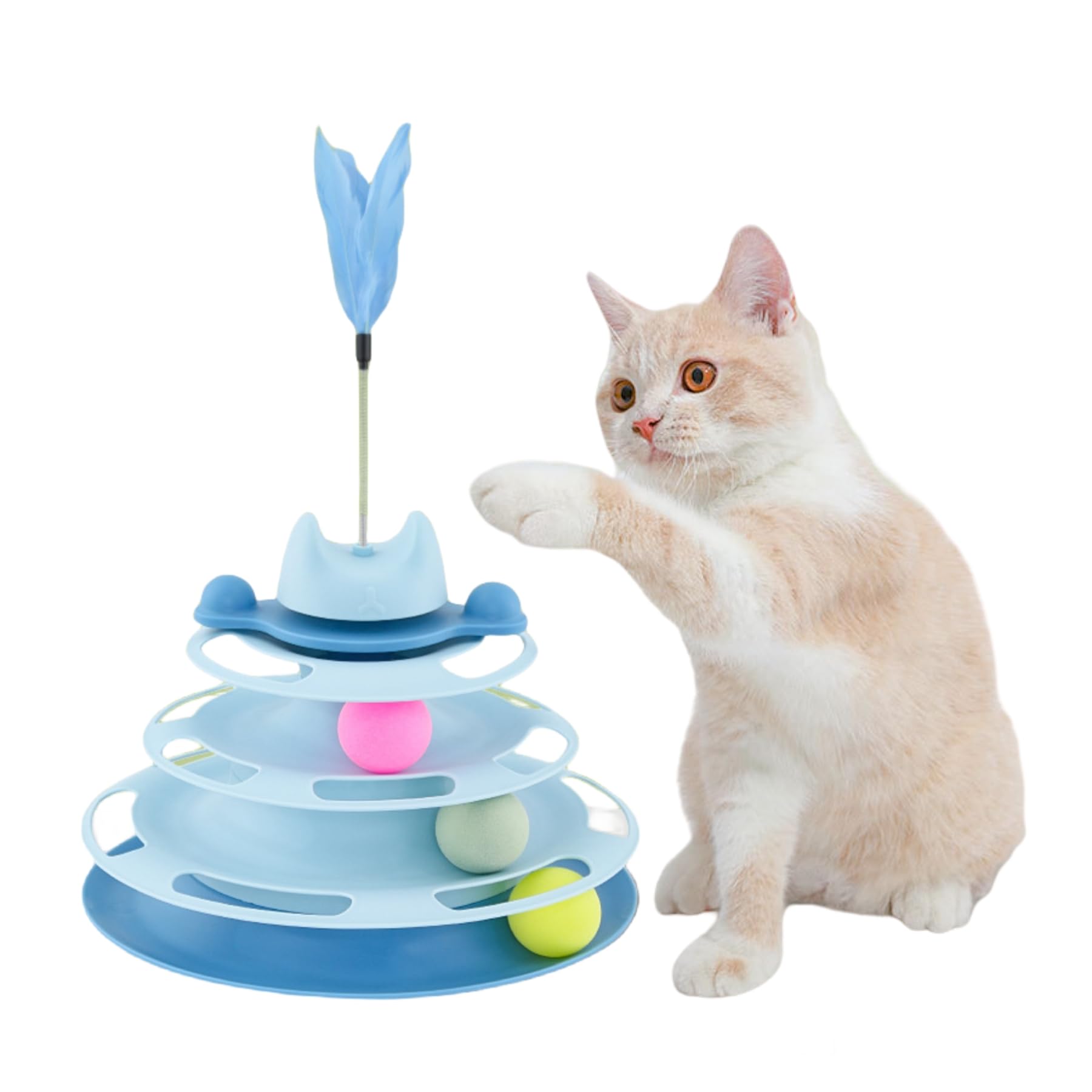 Amazon | FLYILIA 猫 おもちゃ 猫おもちゃ くるくるタワー ボール 回転