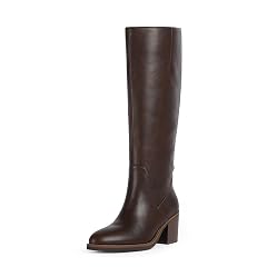 Knee High Boots Women Chunky Heel Rounded Toe Tall Boots Women Block High Heel Fall Long Boots