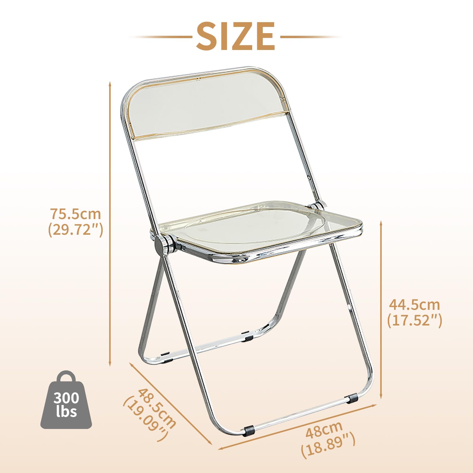 KAIHAOWIN Silla plegable de acrílico moderna de lujo, sillas plegables de cristal, apilables, de plástico, para sala de estar, marco cromado y silla acrílica plegable para interior