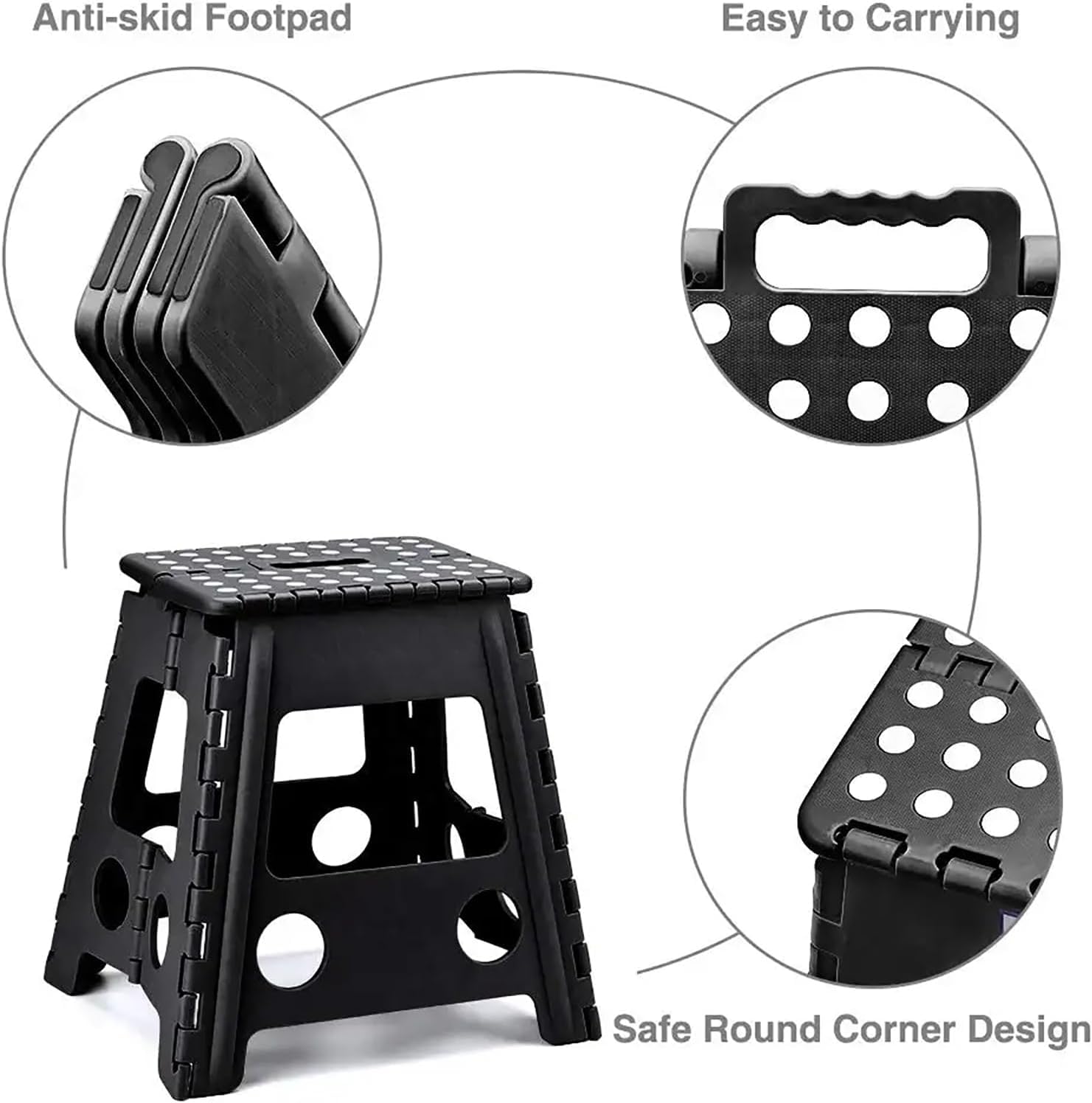 Taburete Plegable Portatil 45cm de Altura - Escalón para Adultos y Niños - Silla de Cocina, Baño y Jardín