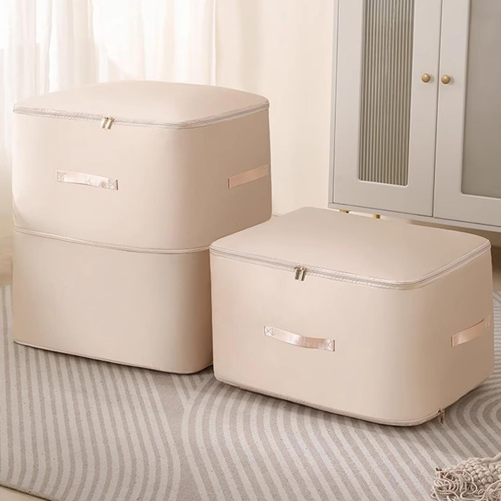 4 contenitori per biancheria da letto a doppio strato, capacità 125 l, contenitore organizer per coperte, trapunte, vestiti, piumini, finestra trasparente