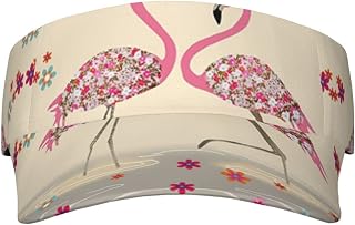 XIXIAN Flamingos and Flowers Printed Adult Sunscreen Visor Cap Lightweight and Breathable Adult Sun Visor Empty top hat Versatile Outdoor hat Black