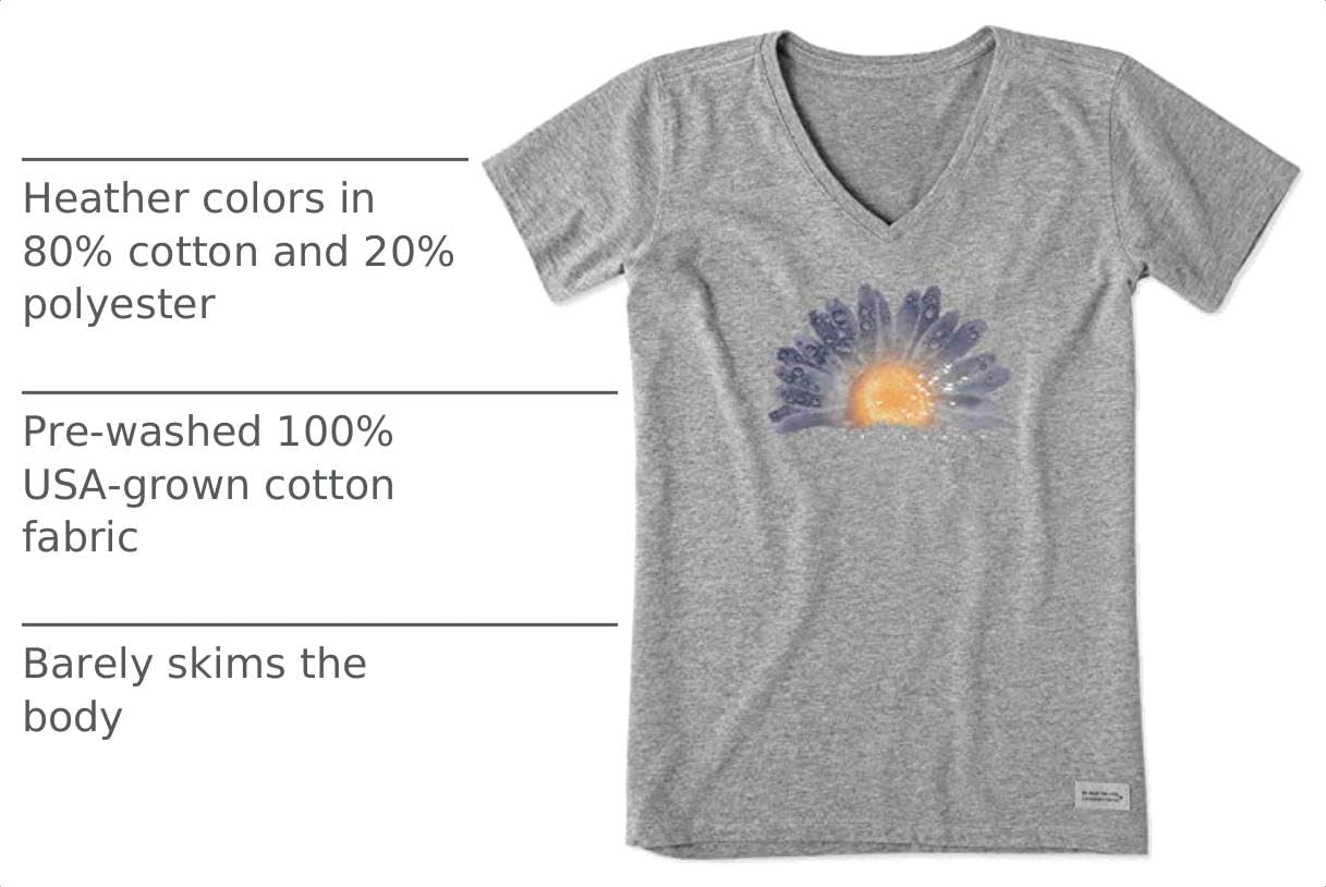 Life is Good Women's Crusher Tee Shirt, Short Sleeve Cotton Graphic T-Shirts, Watercolor Daisy Birds image 4