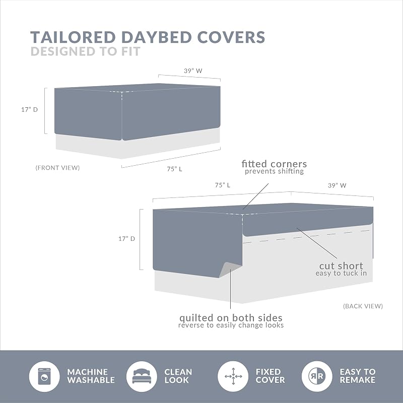 Madison Park Coastal Damask Quilted Daybed Cover Set, 6PC, 39"x75" image 6
