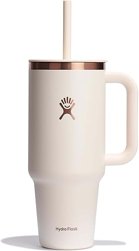 Miniatura 17 de Hydro Flask - Vaso de viaje con asa, tapa y pajilla, acero inoxidable térmico, 32 onzas, color azul