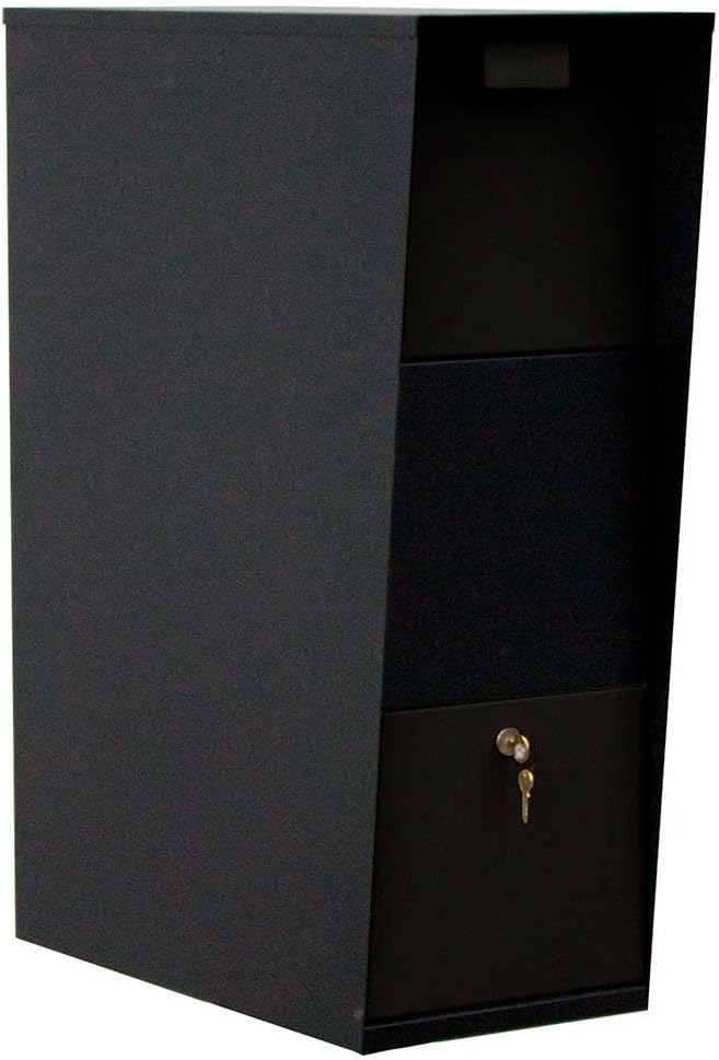 Qualarc WF-Vacmb Large Capacity Galvanized Steel Locking Post and Column Mount Rust Proof Vacation Mailbox, Black