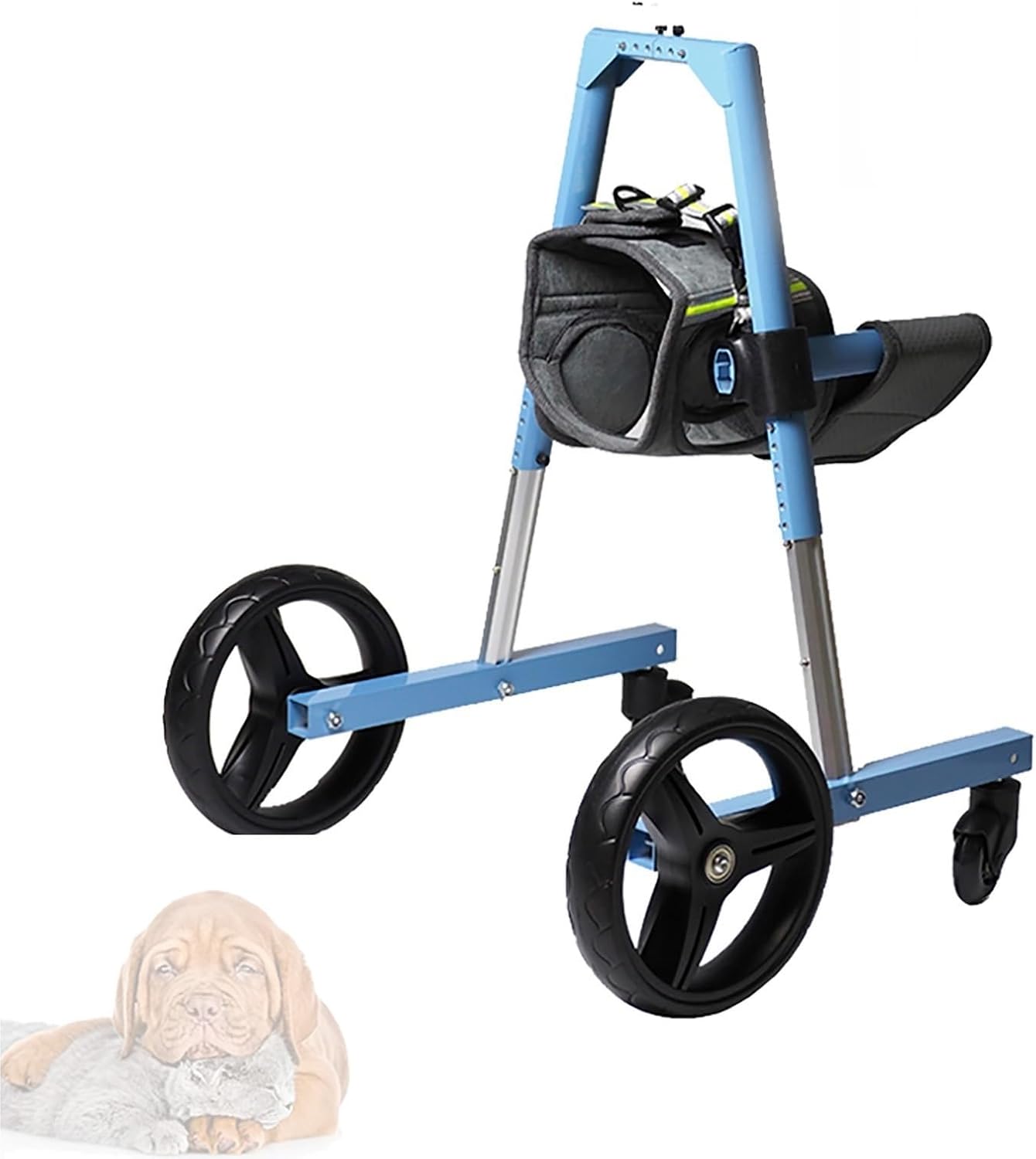Dog Wheelchair for Front Legs, Adjustable Pet Front Limb Wheel Chair with Walking Mobility Aids, 4-Wheeled Dog Carts with Wheels for Leg Brace and Hip Support