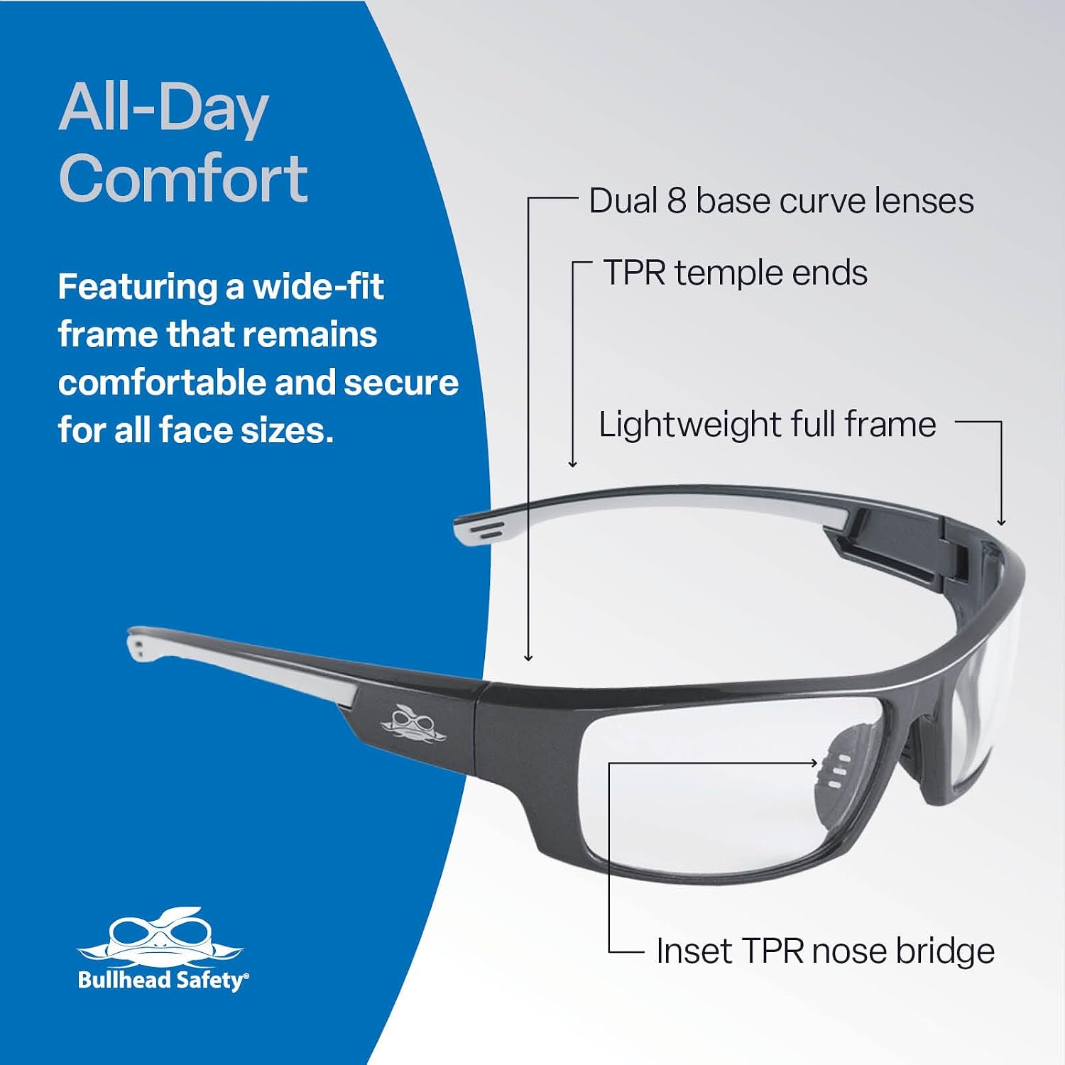 Bullhead Safety Eyewear Dorado Glasses - Anti-Fog, Lightweight, Impact/Scratch Resistant, UV Blocking Sunglasses for Hunting/Shooting, Outdoor Sports, Auto-Repair, Clear/Shiny Pearl Gray