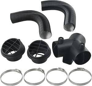 Sileduove Kit condotto di riscaldamento per auto, diametro 75 mm, tubo flessibile 80 cm, per riscaldatore diesel con tubo in alluminio, prese d' aria quadrate, T e morsetti a Y per camion e