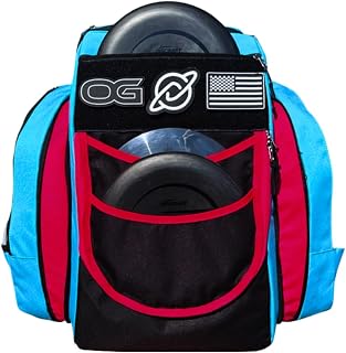 Discology Disc Golf OG V2 Disc Golf Bag | 26+ Disc Capacity | Premium Disc Golf Backpack Bag | Tough, Durable Design | 2 Large Top and Side Compartments | Top Patch Panel with Two Patchs Included
