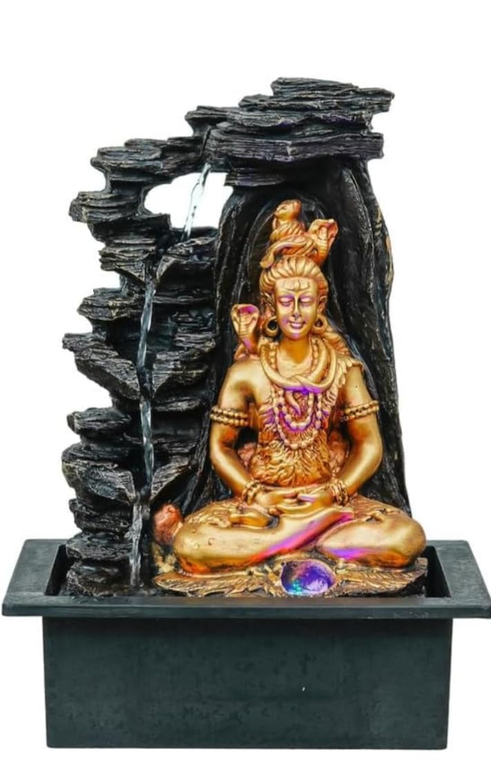 Lord Shiva Water Fountain with LED Light | Indoor Tabletop Waterfall Fountain for Home Decor, Pooja Room, Living Room, Office Desk & Meditation Decor-image-37