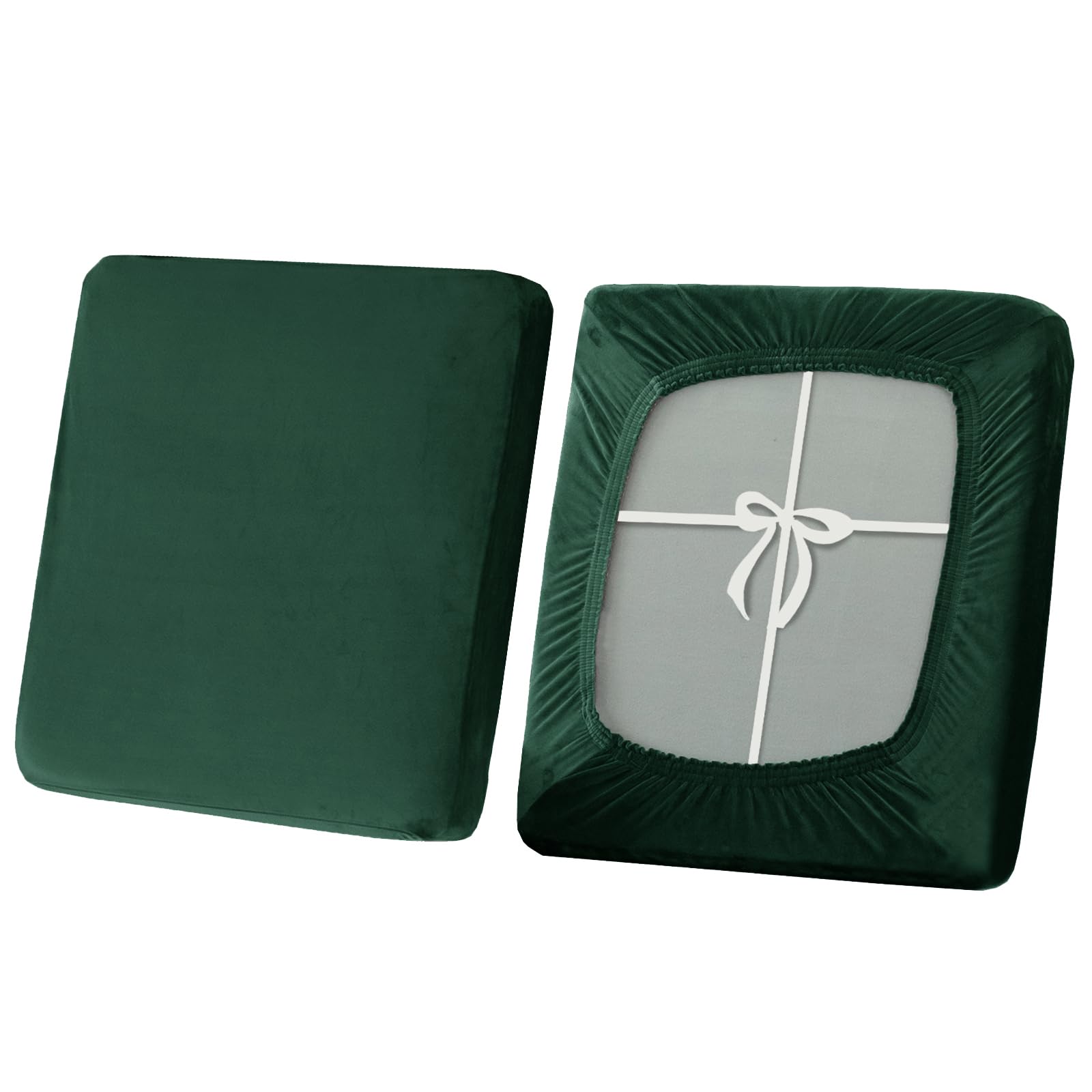 SYLC Stretch Sofa Seat Cushion Covers, Non-slip Sofa Cushion Cover with Ties and Elastic Bands, Velvet Couch Cushion Covers Replacement (Green,Large 1-Seater) — image 1