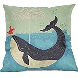 Water dolphins Cotton Linen Throw Pillow Cover Home Decorative Pillowcase Cushion Cover