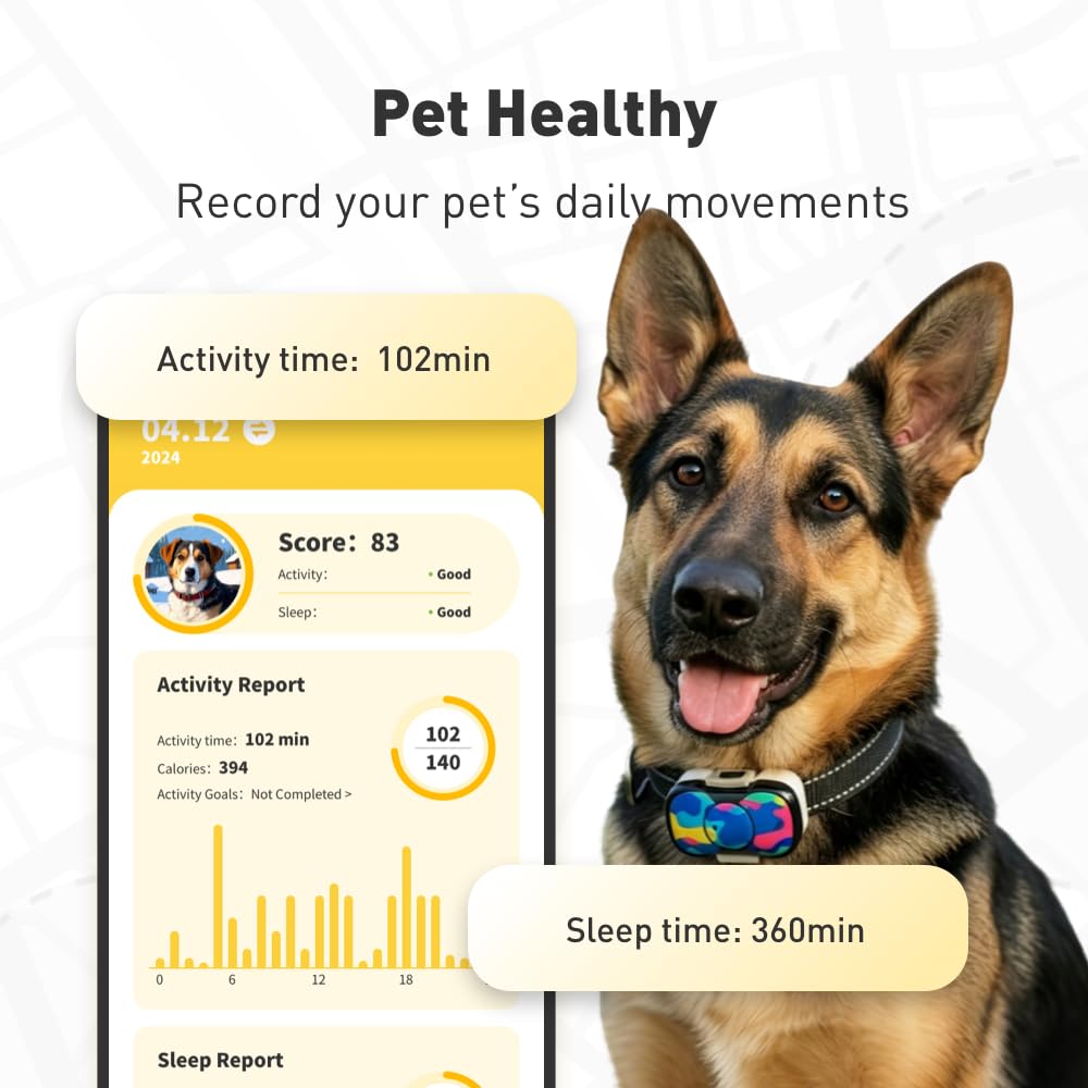 4G GPS Hunde-Tracker, 12 Monate inklusive, keine monatliche Gebühr, virtueller Zaun, IP67 wasserdicht, 21-Tage-Batterie