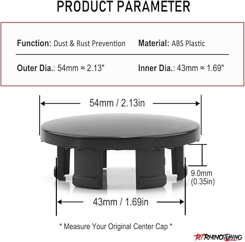 Miniatura 2 de RTrhinoTuning 4 tapas centrales de rueda de 2.126 in compatibles con Ferrari/Califonia T/Mondial T/Testarossa/Quattroporte OD: 2.13"(54 mm) ID: