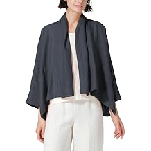 IDEALSANXUN Linen Summer Cardigans for Women Lightweight 3/4 Sleeve Shrugs Blazer Jackets Kimono Dress Cover Up Tops