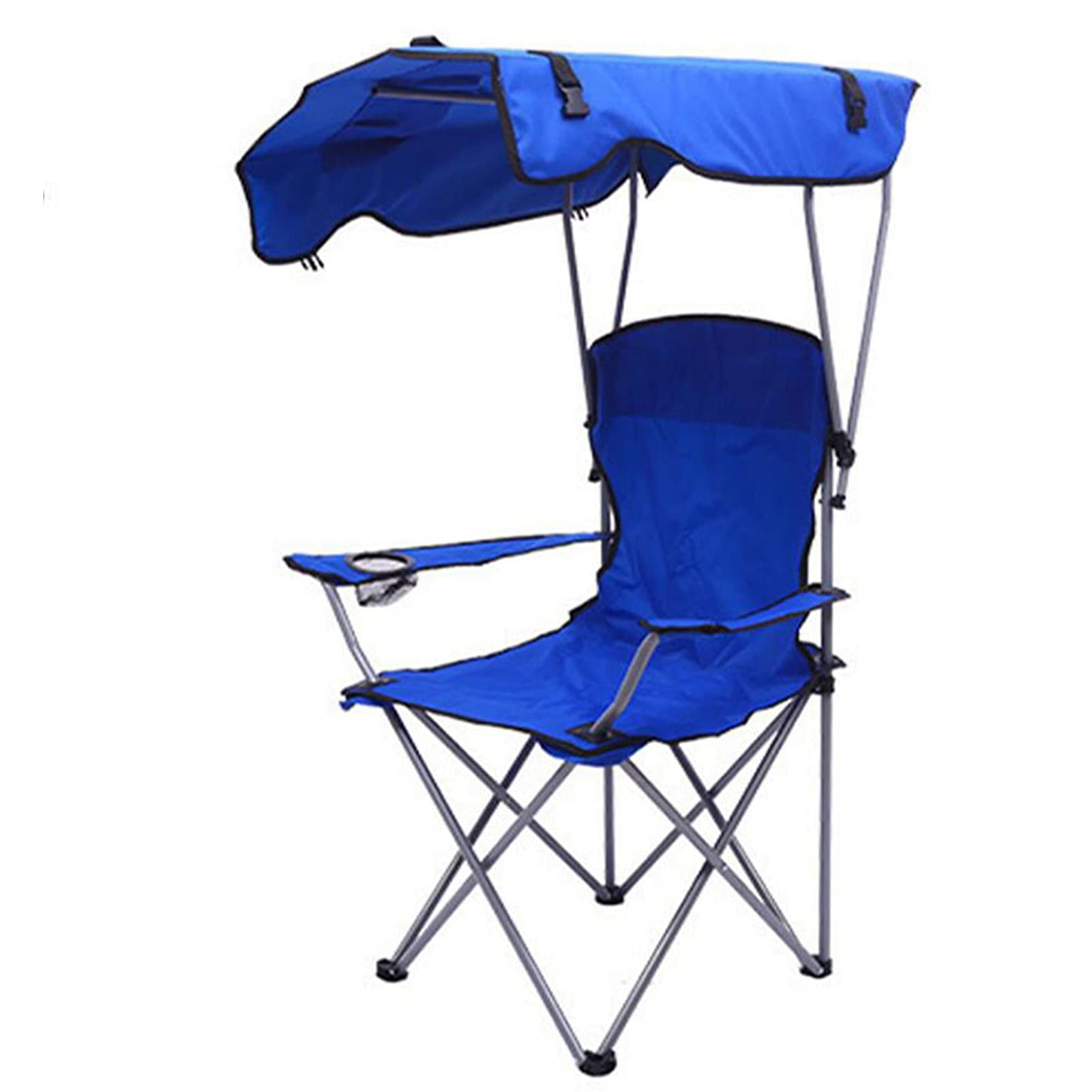 LLDW Silla De Playa Plegable con Toldo De Sombra, Tumbona Relax con Sombrilla Y Bolsa De Transporte, Sillas Jardin Plegables para Playa, Piscina, Jardín,Azul