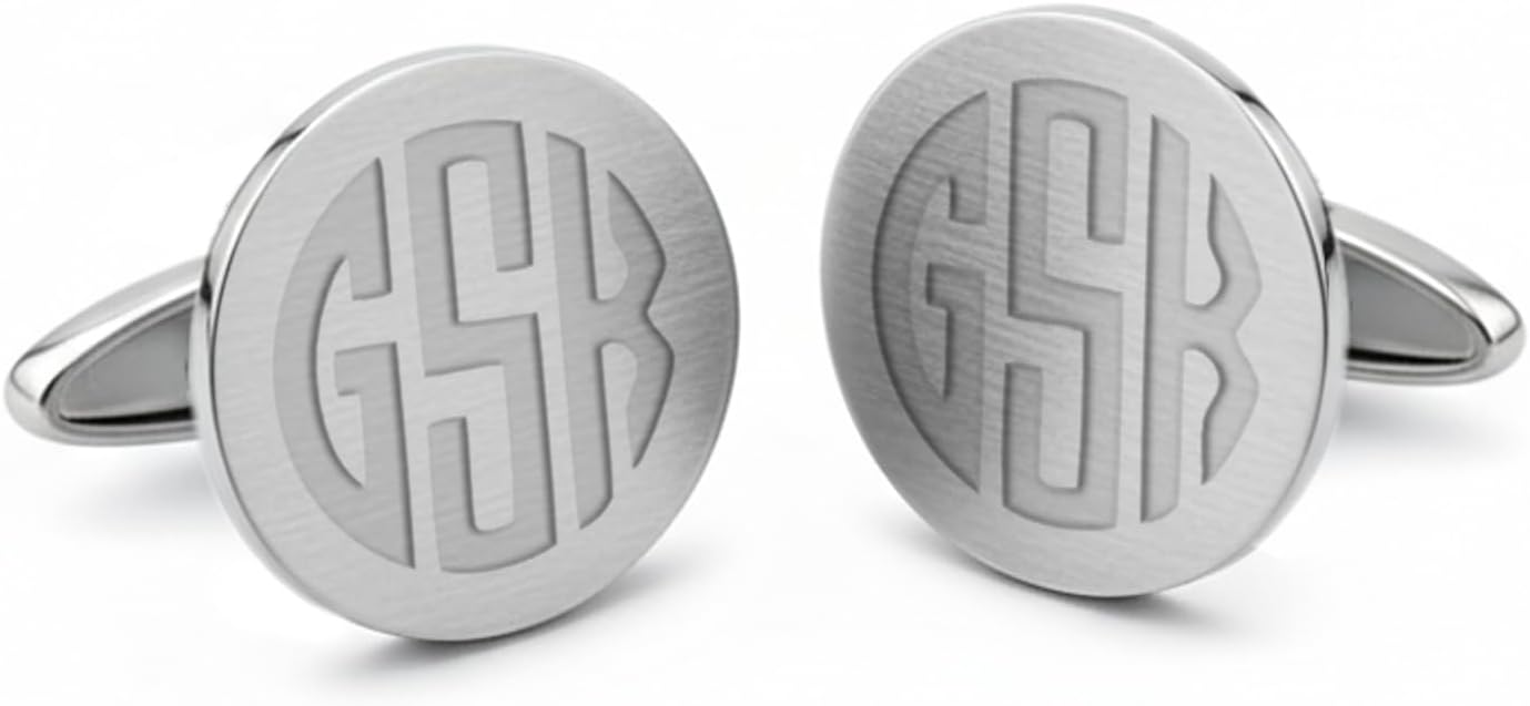 Monogrammed cufflinks - Mens monogram cufflinks - Sterling silver cuff links - Gift for Groom, Wedding, Husband Birthday
