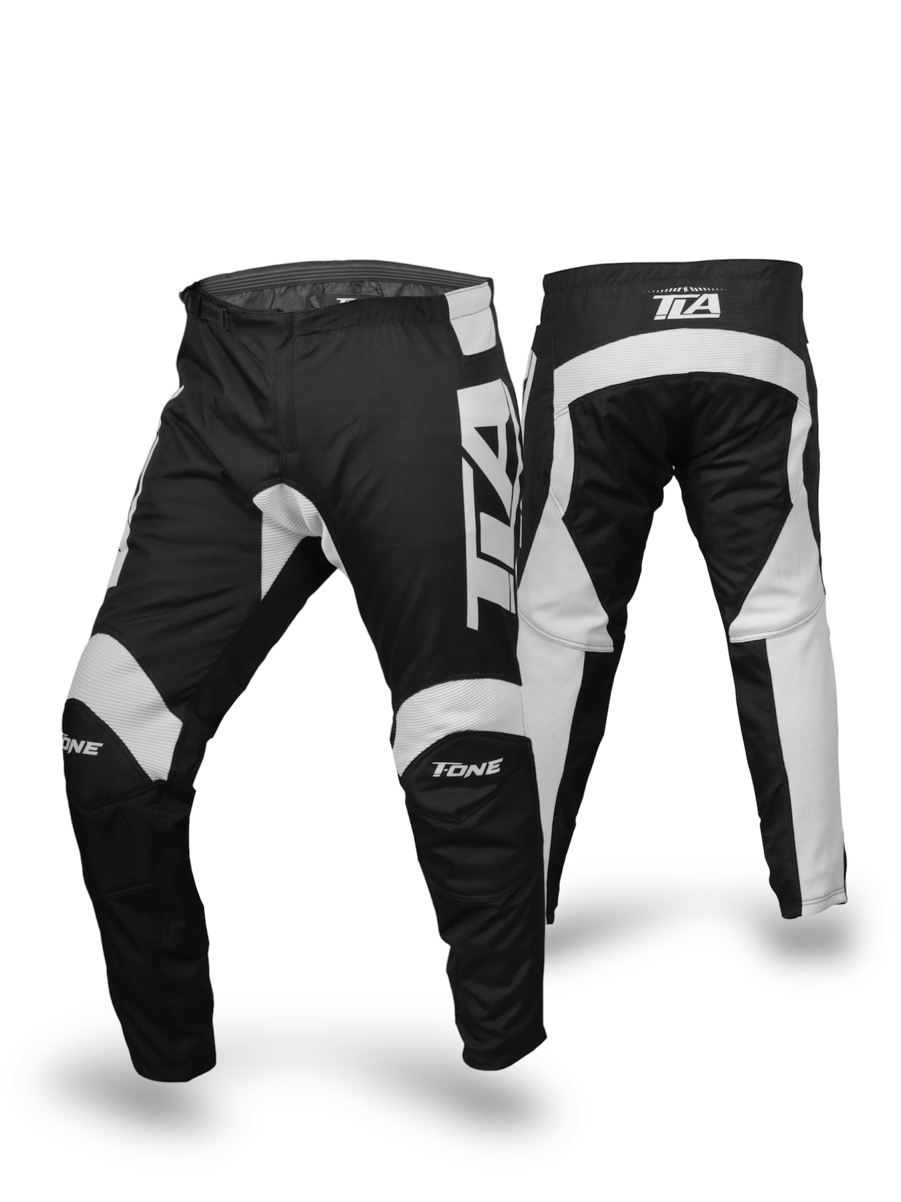 TLA T-One Pantalones de Motocross – Enduro | Ropa Moto | Ropa Motocross – Enduro – Quad | Mono Motocross Hombre Mujer Niño, Gris/Negro, S