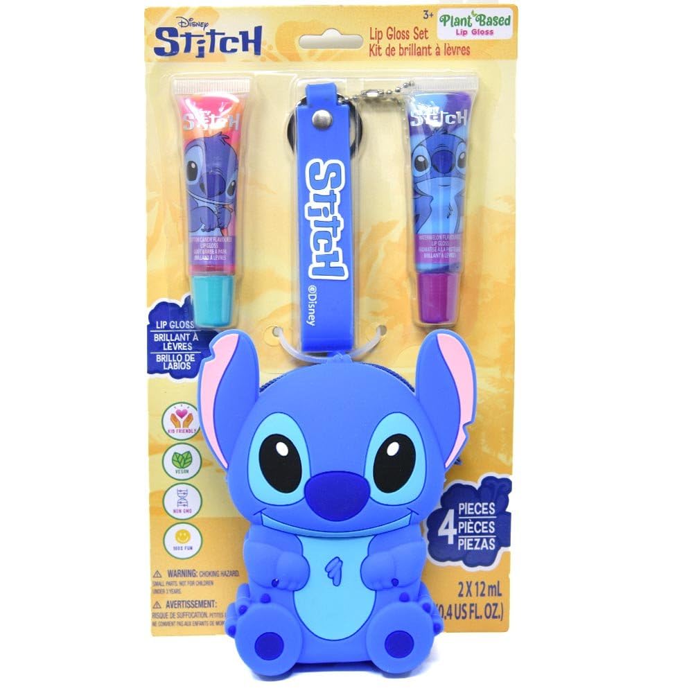 Amazon.com: Disney Stitch Lip Gloss Set with Lanyard Keychain Bag