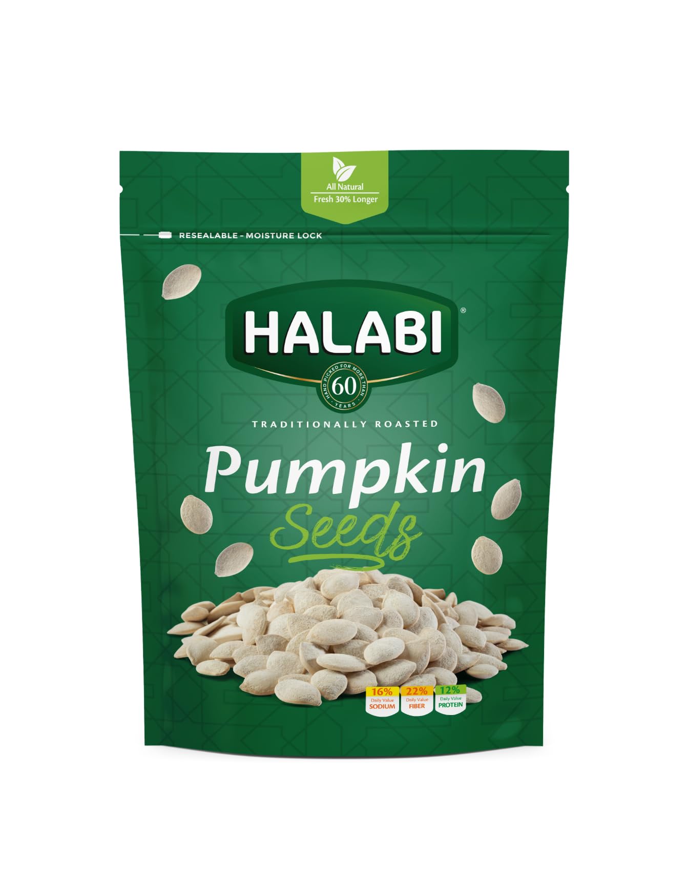 Traditionally Roasted Pumpkin Seeds, All Natural Ingredients Healthy and Nutritious Snacks Longer Freshness Resealable Bag - 70g