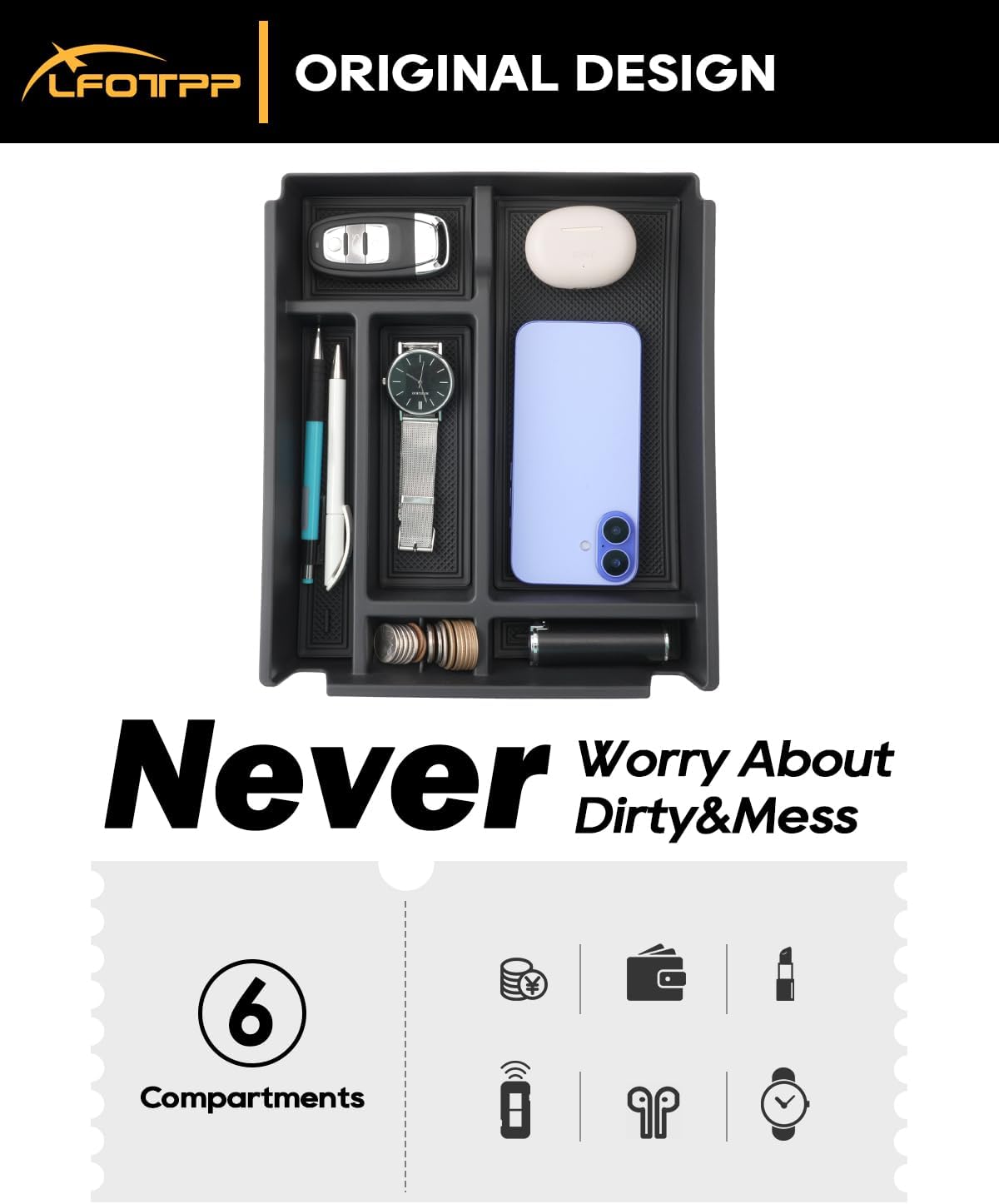 For Chevy Silverado Center Console Organizer - 2 Pack Black - Refreshed Models 2019-2025 Chevy Silverado 1500 & 2020-2025 Silverado 2500HD 3500HD Pickup Truck Accessories - (Split-Bench Folding Seat)