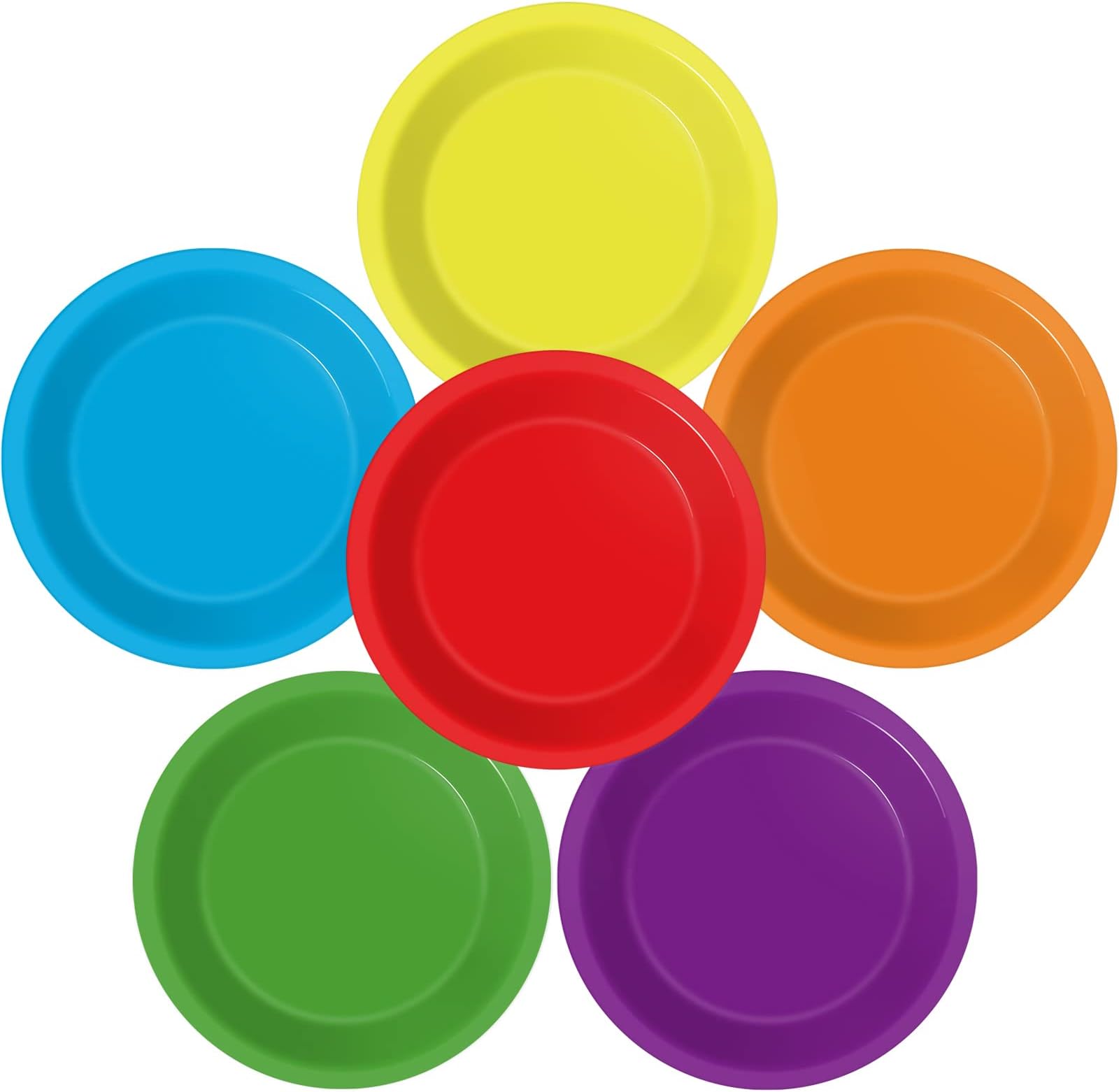 48 Pcs Colorful Paper Plates - Birthday Party Supplies, Colored Disposable Party Paper Tray, Premium Dessert Cake Decorations for 48 Guests, 7in Round