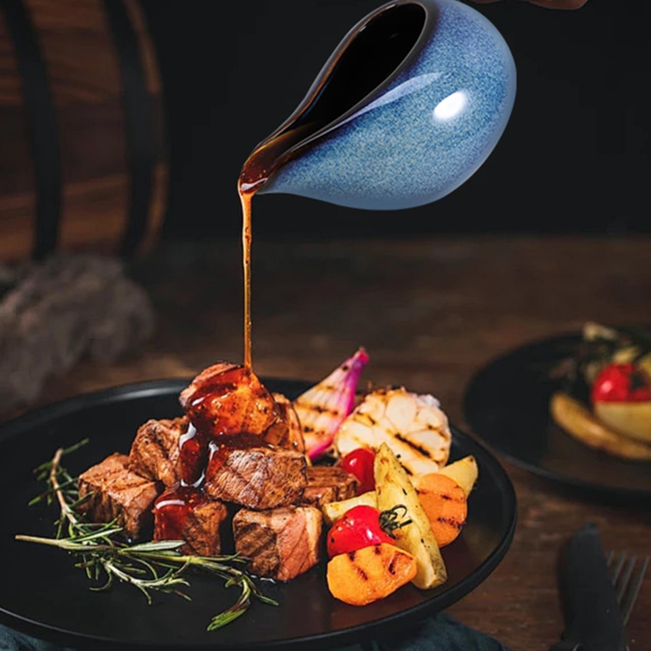 VICASKY Porzellan Saucenkrug Milchkännchen für Salatdressings Saucen Robustes Glattes Design für Warme Soßen Beruhigende Farbe für Ihre Küche