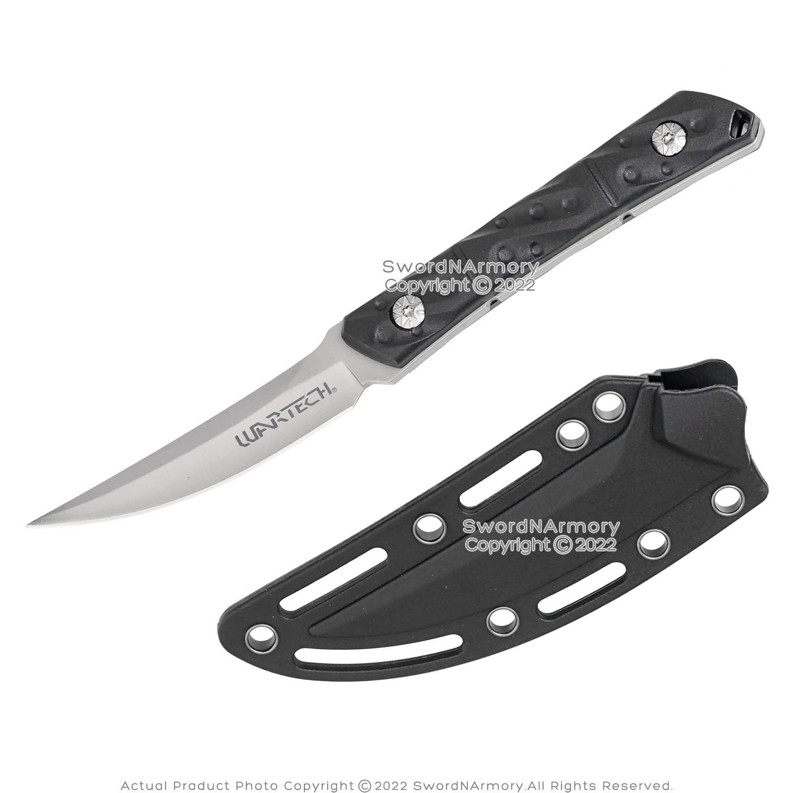 Munetoshi 8.5” Fixed Blade Knife with Hard Sheath Charcoal 3CR13 Steel Sharpened