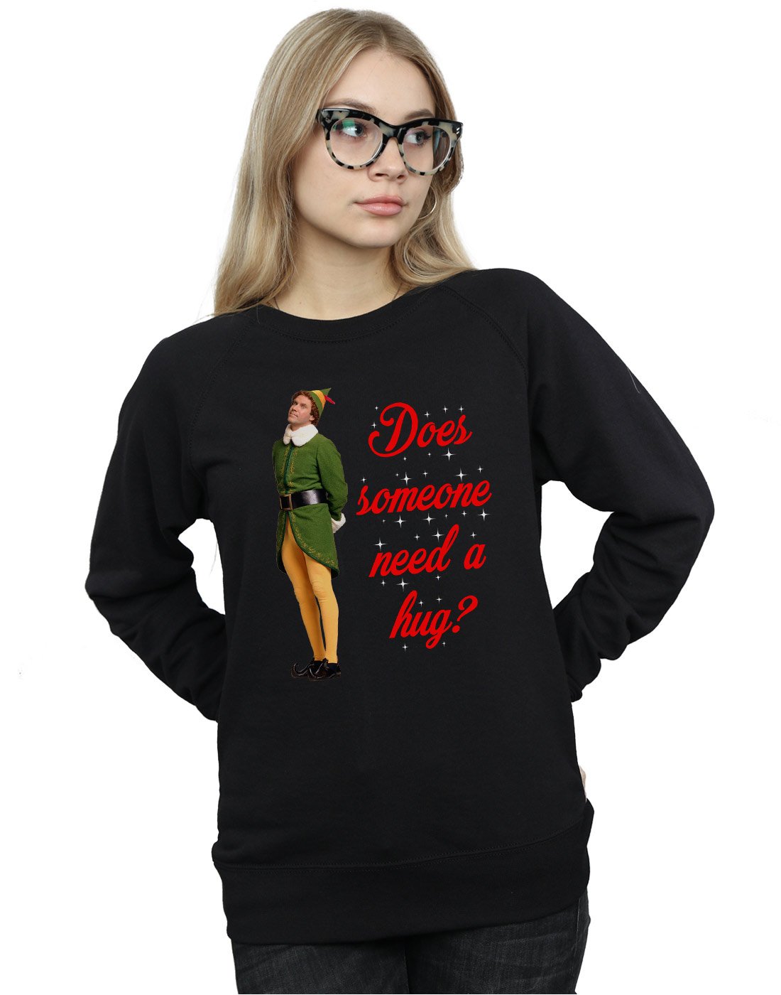Elf Women's Hug Buddy Sweatshirt Small Black