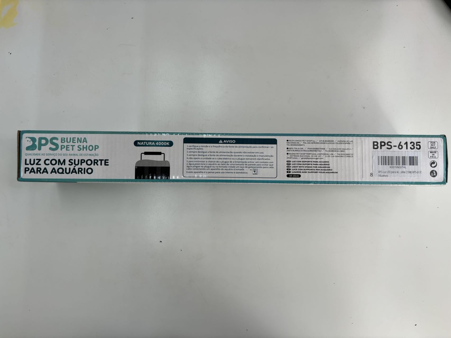 BPS Aquarium LED Light 15W Lampada per acquario 4000K impermeabile con staffa estensibile