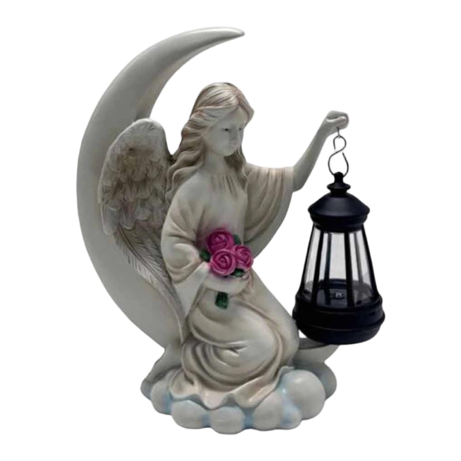 MagiDeal Estatua de ángel para Jardín con Luz Solar, Luz Nocturna para Granja, Figura para Exteriores