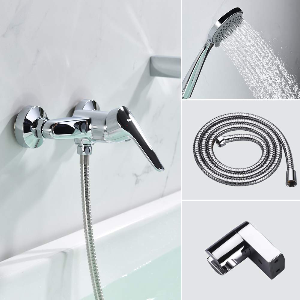 Ibergrif Roma - Grifo de Ducha, Mezclador de Duchas Monomando para Instalación en Pared, Cromo