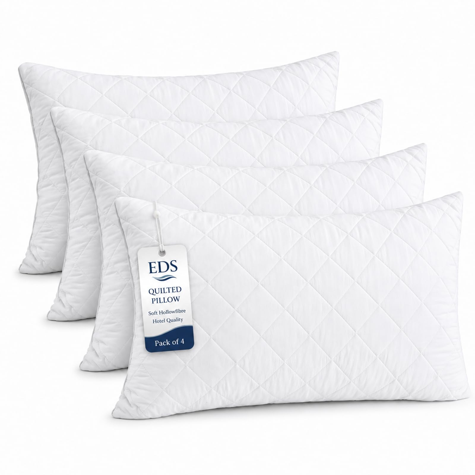 EDS Quilted Pillows 4 Pack Hotel Quality Hollowfibre Neck Support Pillow